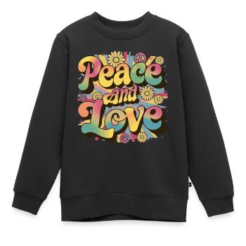 Peace And Love Hippie 1960er 1970er - Kinder Premium Organic Sweatshirt - Schwarz - Vorne - AI Model Kid Female (0cm)