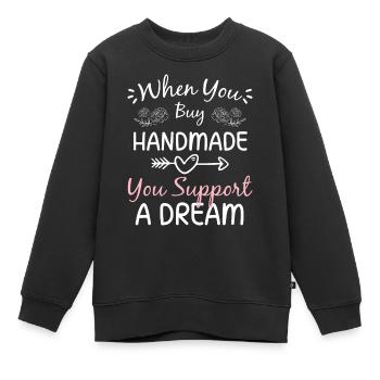 Défilé de mode Shopping Style - Sweat Premium enfant bio - noir - Devant - AI Model Kid Female (0cm)