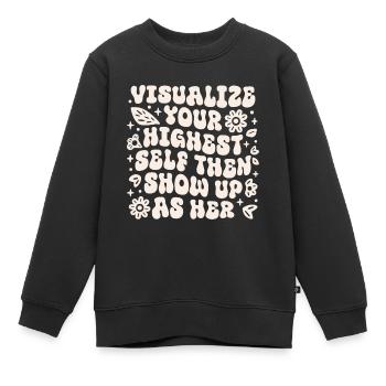 Visualisiere dein höchstes Selbst und zeige dich dann als sie - Kinder Premium Organic Sweatshirt - Schwarz - Vorne - AI Model Kid Female (0cm)