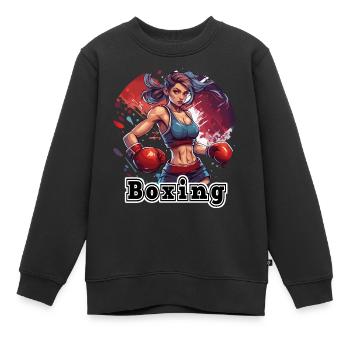 Boxerin / Sport / Kampf / Arena / Boxring / Fäuste - Kinder Premium Organic Sweatshirt - Schwarz - Vorne - AI Model Kid Female (0cm)