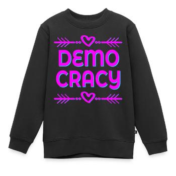DEMOKRATIE, FREIHEIT, INKLUSION - Kinder Premium Organic Sweatshirt - Schwarz - Vorne - AI Model Kid Female (0cm)