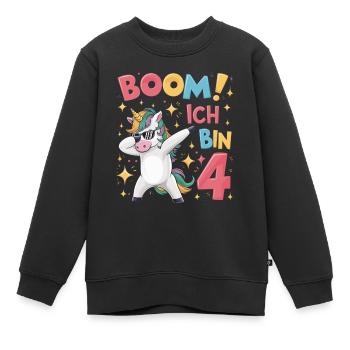 Boom! Ich bin 4 - Einhorn - Kinder Premium Organic Sweatshirt - Schwarz - Vorne - AI Model Kid Female (0cm)