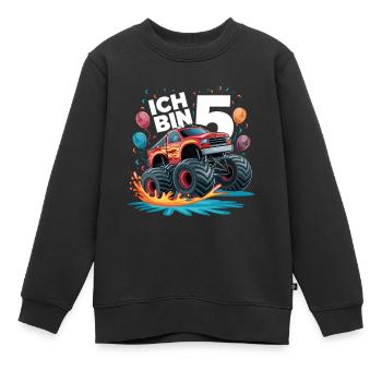 Monster Truck - Ich bin 5 - Einzigartiges Geschenk - Kinder Premium Organic Sweatshirt - Schwarz - Vorne - AI Model Kid Female (0cm)