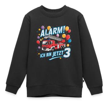 Feuerwehrauto - Alarm Ich bin jetzt 3 - Kinder Premium Organic Sweatshirt - Schwarz - Vorne - AI Model Kid Female (0cm)