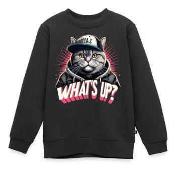 BKH Britisch Kurzhaar Katze getigert Gangster - Kinder Premium Organic Sweatshirt - Schwarz - Vorne - AI Model Kid Female (0cm)
