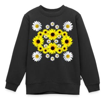 Sonnenblume Blüte Gänseblümchen blumig Margeriten - Kinder Premium Organic Sweatshirt - Schwarz - Vorne - AI Model Kid Female (0cm)