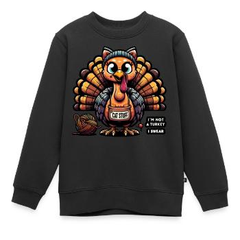Katzen-Truthahn-Verkleidungsscherz - Kinder Premium Organic Sweatshirt - Schwarz - Vorne - AI Model Kid Female (0cm)