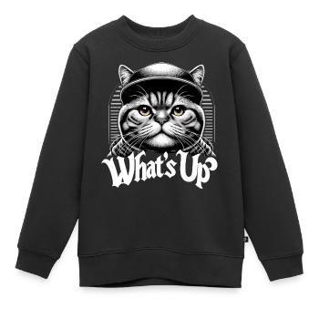 BKH Britisch Kurzhaar Katze getigert Was geht ab - Kinder Premium Organic Sweatshirt - Schwarz - Vorne - AI Model Kid Female (0cm)