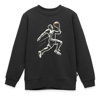 Dynamischer Basketballspieler - Kinder Premium Organic Sweatshirt - Schwarz - Vorne - AI Model Kid Female (0cm)