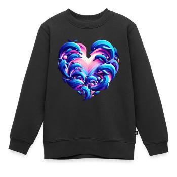 Delfin Liebesherz Fusion - Kinder Premium Organic Sweatshirt - Schwarz - Vorne - AI Model Kid Female (0cm)