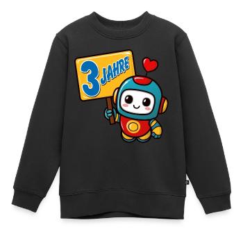 Drei Jahre kleiner Roboter Kindergeburtstag - Kinder Premium Organic Sweatshirt - Schwarz - Vorne - AI Model Kid Female (0cm)