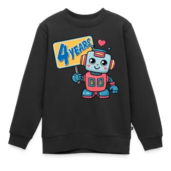 Vier Jahre kleiner Roboter Kindergeburtstag - Kinder Premium Organic Sweatshirt - Schwarz - Vorne - AI Model Kid Female (0cm)