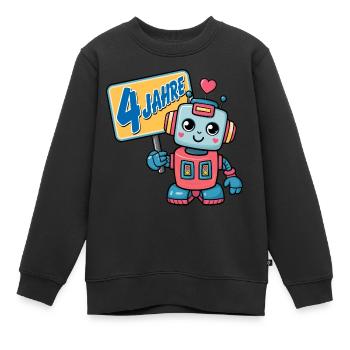 Vier Jahre kleiner Roboter Kindergeburtstag - Kinder Premium Organic Sweatshirt - Schwarz - Vorne - AI Model Kid Female (0cm)