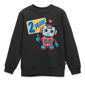 Zwei Jahre kleiner Roboter Kindergeburtstag - Kinder Premium Organic Sweatshirt - Schwarz - Vorne - AI Model Kid Female (0cm)