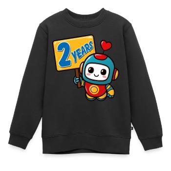Zwei Jahre kleiner Roboter Kindergeburtstag. Süßer - Kinder Premium Organic Sweatshirt - Schwarz - Vorne - AI Model Kid Female (0cm)