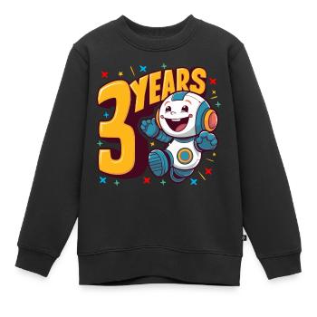 Drei Jahre süßer kleiner Roboter Kindergeburtstag - Kinder Premium Organic Sweatshirt - Schwarz - Vorne - AI Model Kid Female (0cm)