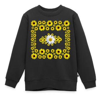 blühende Sonnenblumen Blüten mit einer Margerite - Kinder Premium Organic Sweatshirt - Schwarz - Vorne - AI Model Kid Female (0cm)