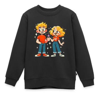 Étincelle d’amour moderne - Sweat Premium enfant bio - noir - Devant - AI Model Kid Female (0cm)