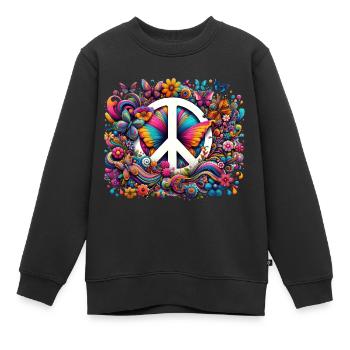 Symphonie de papillons paisibles - Sweat Premium enfant bio - noir - Devant - AI Model Kid Female (0cm)