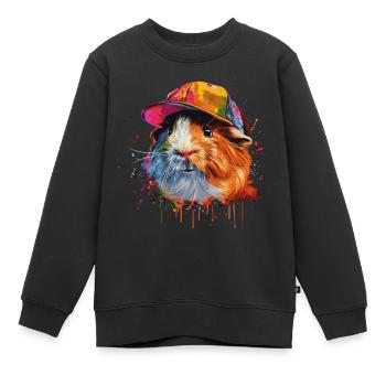 Cooles Meerschweinchen - Kinder Premium Organic Sweatshirt - Schwarz - Vorne - AI Model Kid Female (0cm)