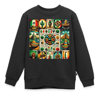 Mexikanischer Loteria Charm - Kinder Premium Organic Sweatshirt - Schwarz - Vorne - AI Model Kid Female (0cm)