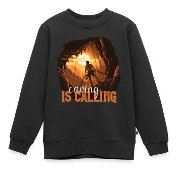 Die Höhle ruft bei Sonnenuntergang - Kinder Premium Organic Sweatshirt - Schwarz - Vorne - AI Model Kid Female (0cm)