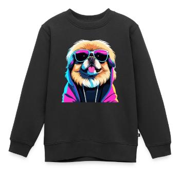 Pékin Gangster Next Level Lion Chien Chien Gesch - Sweat Premium enfant bio - noir - Devant - AI Model Kid Female (0cm)