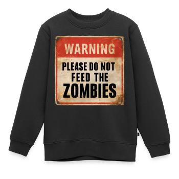 Avertissement Ne nourrissez pas les zombies Signe d’avertissement - Sweat Premium enfant bio - noir - Devant - AI Model Kid Female (0cm)