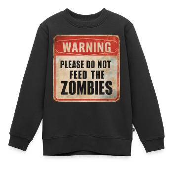 Avertissement Ne nourrissez pas les zombies Signe d’avertissement - Sweat Premium enfant bio - noir - Devant - AI Model Kid Female (0cm)