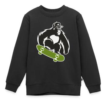 Skateboard Skateboarder Skater Gorilla Affe Tier - Kinder Premium Organic Sweatshirt - Schwarz - Vorne - AI Model Kid Female (0cm)