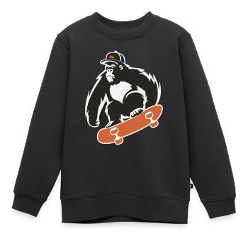 Skateboard Skateboarder Skater Gorilla Affe Tier - Kinder Premium Organic Sweatshirt - Schwarz - Vorne - AI Model Kid Female (0cm)