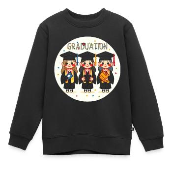 Abschlussfeier Fröhliches Trio - Kinder Premium Organic Sweatshirt - Schwarz - Vorne - AI Model Kid Female (0cm)
