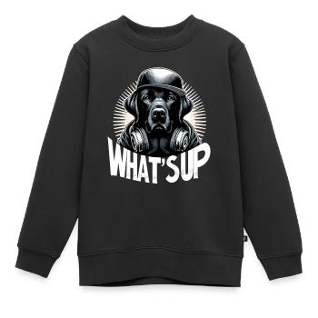 Schwarzer Labrador Gangster Was geht ab Geschenk - Kinder Premium Organic Sweatshirt - Schwarz - Vorne - AI Model Kid Female (0cm)