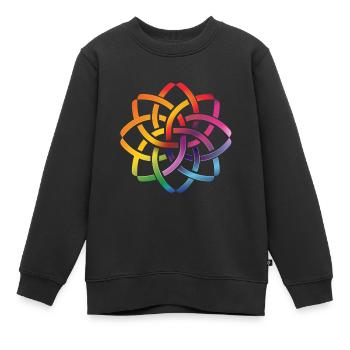 Celtic Rainbow Flower Celtic Knot Colorful - Kids Premium Organic Sweatshirt - black - Front - AI Model Kid Female (0cm)