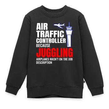 Contrôleur de la circulation aérienne ATC Aviation Humour Avion - Sweat Premium enfant bio - noir - Devant - AI Model Kid Female (0cm)