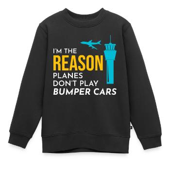 Contrôleur de la circulation aérienne ATC Aviation Humour Avion - Sweat Premium enfant bio - noir - Devant - AI Model Kid Female (0cm)