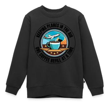 Contrôleur de la circulation aérienne Café ATC Aviation Humour - Sweat Premium enfant bio - noir - Devant - AI Model Kid Female (0cm)