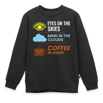 Contrôleur de la circulation aérienne ATC Café Aviation Humour - Sweat Premium enfant bio - noir - Devant - AI Model Kid Female (0cm)