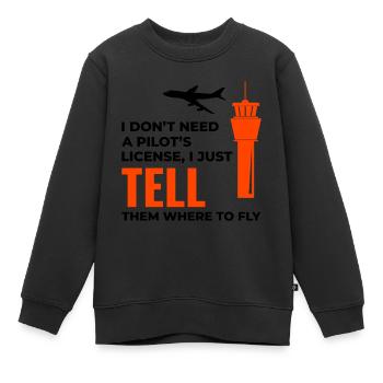 Contrôleur de la circulation aérienne ATC Aviation Humour Avion - Sweat Premium enfant bio - noir - Devant - AI Model Kid Female (0cm)