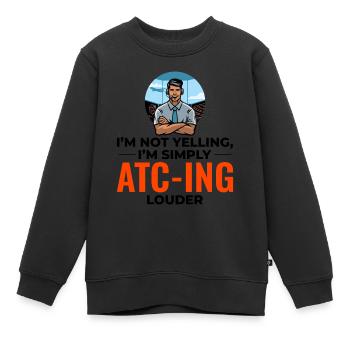 Contrôleur de la circulation aérienne ATC Aviation Humour Avion - Sweat Premium enfant bio - noir - Devant - AI Model Kid Female (0cm)