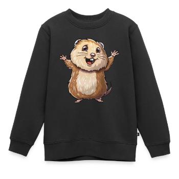 Le lemming joyeux vous invite - Sweat Premium enfant bio - noir - Devant - AI Model Kid Female (0cm)