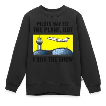 Contrôleur de la circulation aérienne ATC Aviation Humour Avion - Sweat Premium enfant bio - noir - Devant - AI Model Kid Female (0cm)