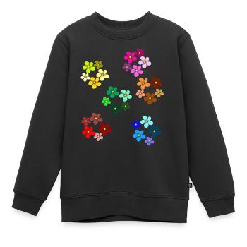 Blumenmuster blühende Blume floral Blumenranke - Kinder Premium Organic Sweatshirt - Schwarz - Vorne - AI Model Kid Female (0cm)