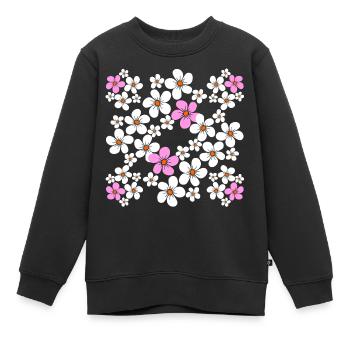 Blumenmuster Blume floral Blumenranke Blüte - Kinder Premium Organic Sweatshirt - Schwarz - Vorne - AI Model Kid Female (0cm)