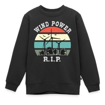 Windkraft RIP, Nein zu Windenergie - Kinder Premium Organic Sweatshirt - Schwarz - Vorne - AI Model Kid Female (0cm)