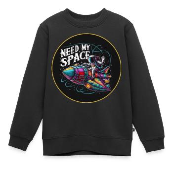 Brauche meinen Platz Raumfahrer mit Raumschiff - Kinder Premium Organic Sweatshirt - Schwarz - Vorne - AI Model Kid Female (0cm)