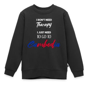 Cambodge Idée Cadeau Cambodge Citation Voyage - Sweat Premium enfant bio - noir - Devant - AI Model Kid Female (0cm)
