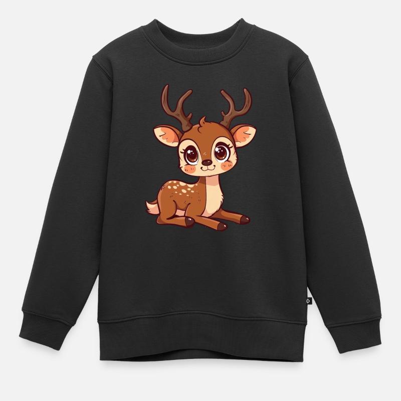 Fauve mignon avec de grands yeux - Sweat Premium enfant bio - noir