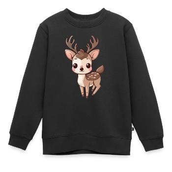 Niedliches Rehkitz Mit Großen Augen - Kinder Premium Organic Sweatshirt - Schwarz - Vorne - AI Model Kid Female (0cm)