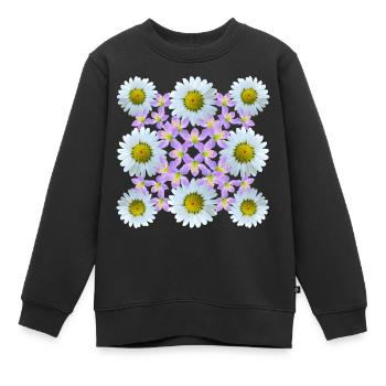 Blumenmuster Gänseblümchen Blume Blumenranke Blüte - Kinder Premium Organic Sweatshirt - Schwarz - Vorne - AI Model Kid Female (0cm)